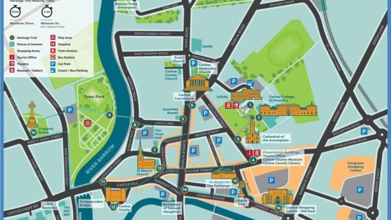 Carlow Map: County Carlow Ireland Map, Towns, Places and Travel Guide
