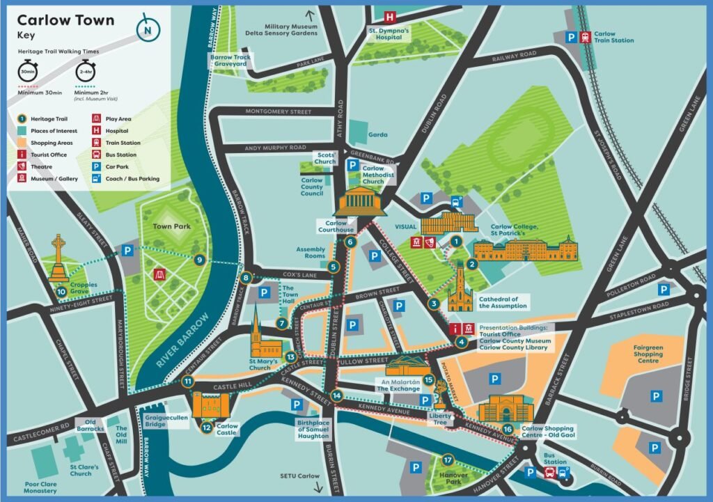 Carlow Map: County Carlow Ireland Map, Towns, Places and Travel Guide