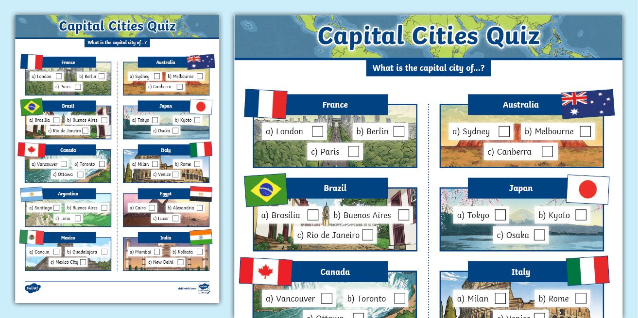 Capital City Questions: 100 Quiz Questions and Answers About World Capitals